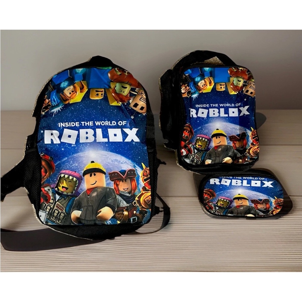 Roblox 3piece Adventure Backpack Lunchbox & Pencil Holder